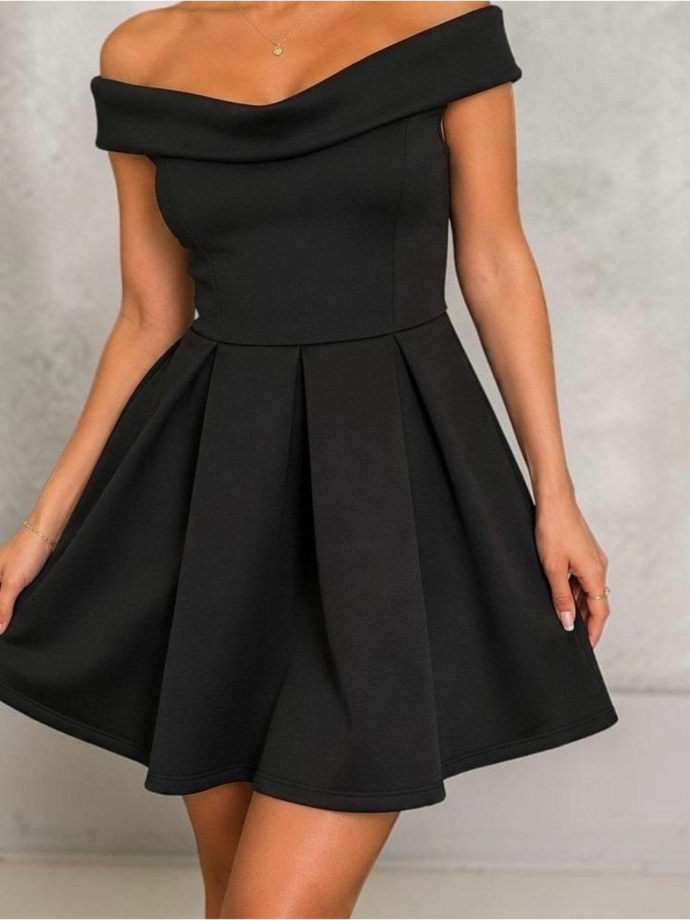 Off-Shoulder Black Womenβs Fit & Flare Dress
